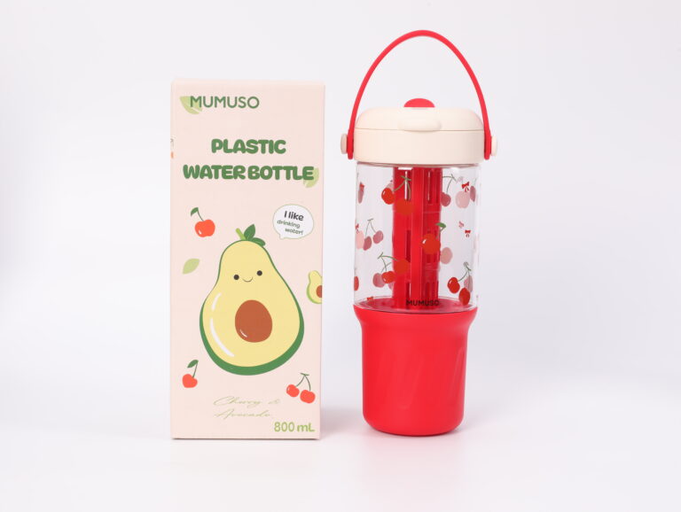 MUMUSO Cherry Portable Plastic Water Bottle with Infuser (Red/800 mL)