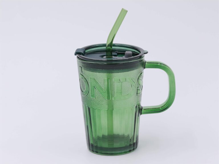 MUMUSO Diamonds Coffee Mug With Straw (Green/450 ml)