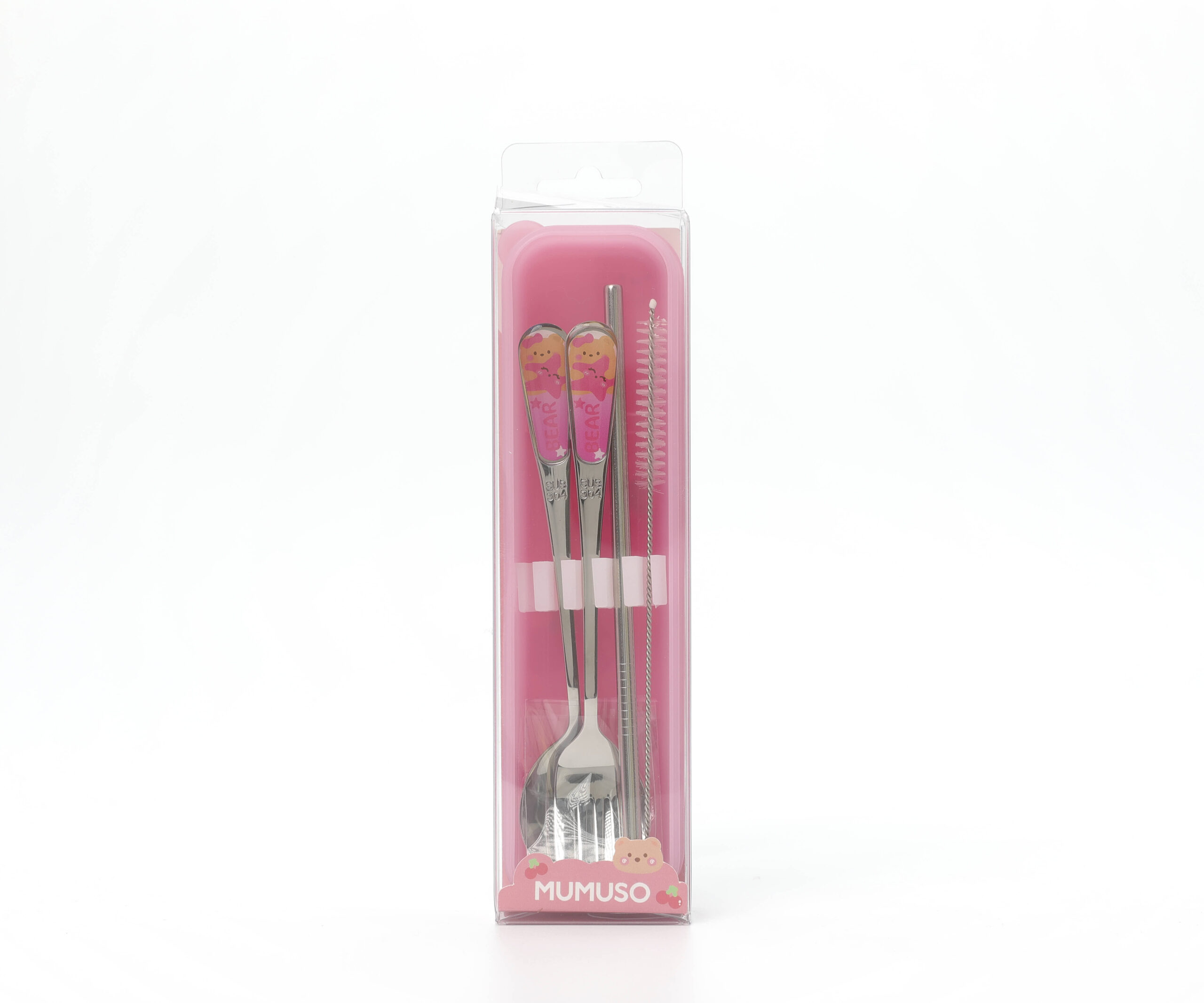 MUMUSO Bear & Starfish 4-Piece Flatware Set (Pink) product image