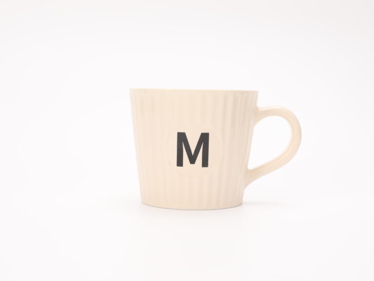 MUMUSO Letter M Ribbed Ceramic Mug (380 ml/Beige) product image