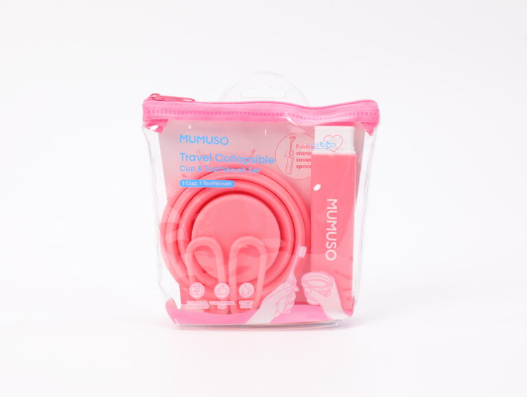 MUMUSO Travel Collapsible Cup & Toothbrush Set (Pink) product image