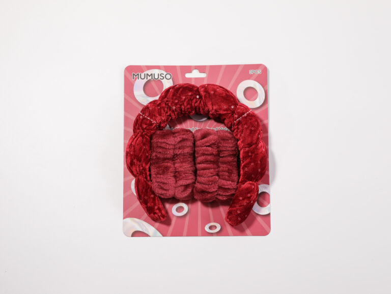 MUMUSO Cloud-Shaped Sequined Velvet Headband & Wristbands Set (Red) product image