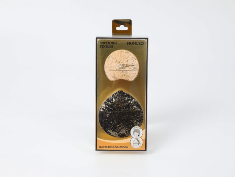 MUMUSO Black & Golden Collection Woven-Texture High-Elasticity Velvet Powder Puffs (2-Pack) product image