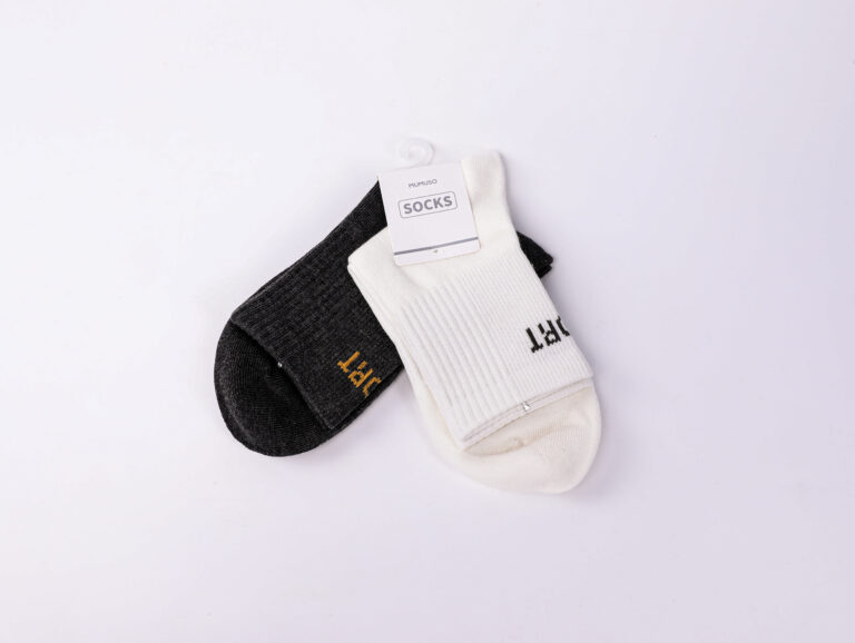 MUMUSO Men's Speort Jacquard Mini Crew Socks (2 Pairs/White + Dark Grey) product image