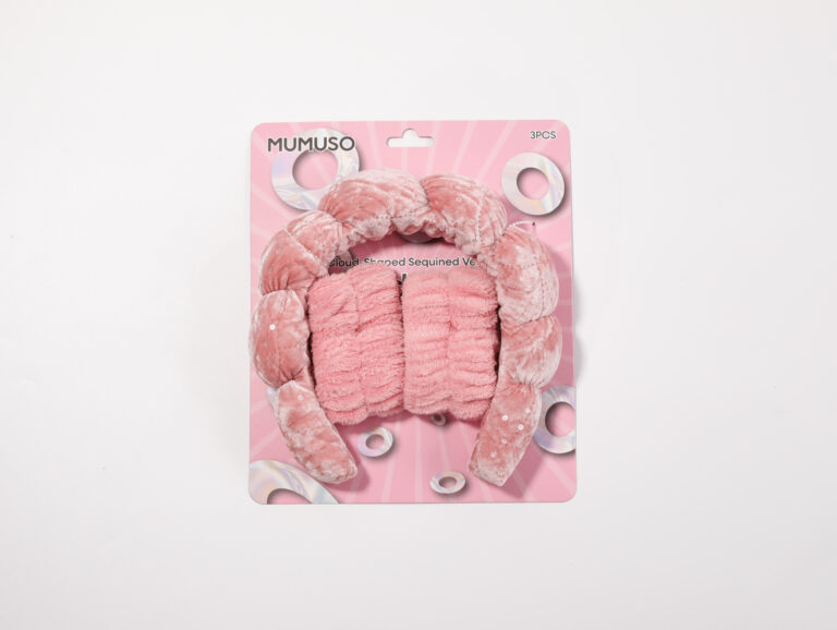 MUMUSO Cloud-Shaped Sequined Velvet Headband & Wristbands Set (Pink) product image