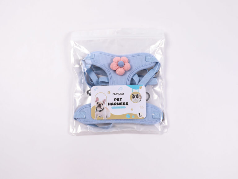 MUMUSO Pink Flower Pet Harness & Leash Set (Blue/L) product image
