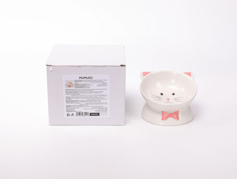 MUMUSO Slanted Elevated Ceramic Cat Bowl - White product image