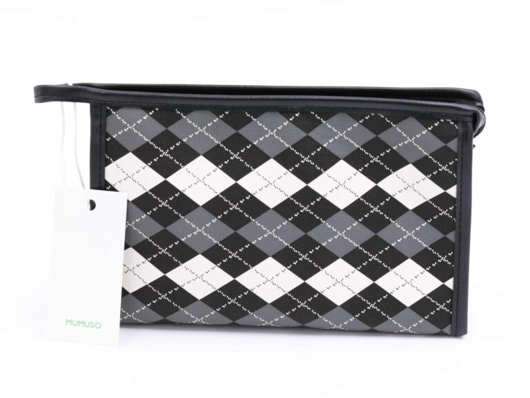 MUMUSO Chequered Makeup Bag (Trapezium/Black) product image
