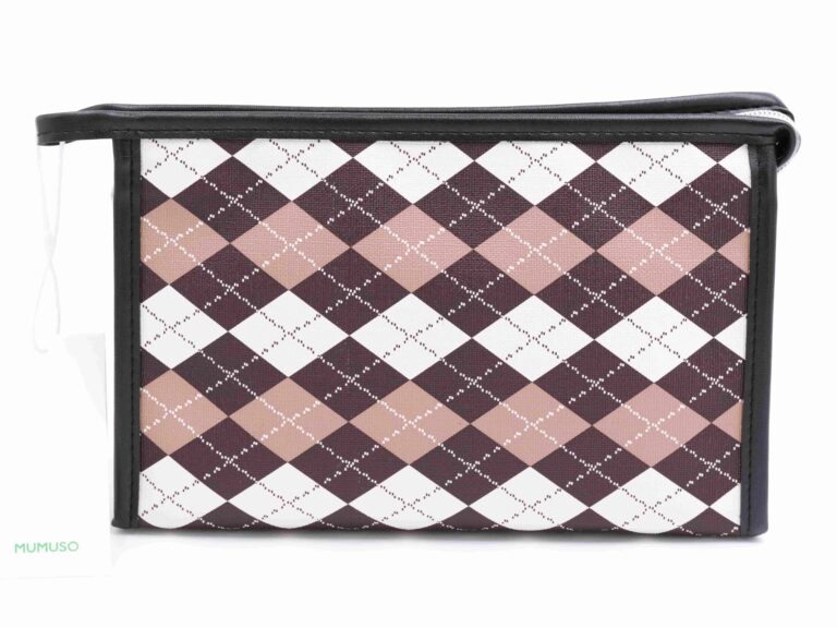 MUMUSO Chequered Makeup Bag (Trapezium/Camel) product image