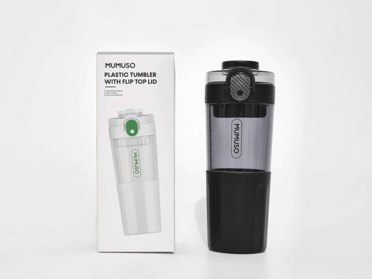 MUMUSO Plastic Tumbler With Flip Top Lid (Black/450 ml) product image