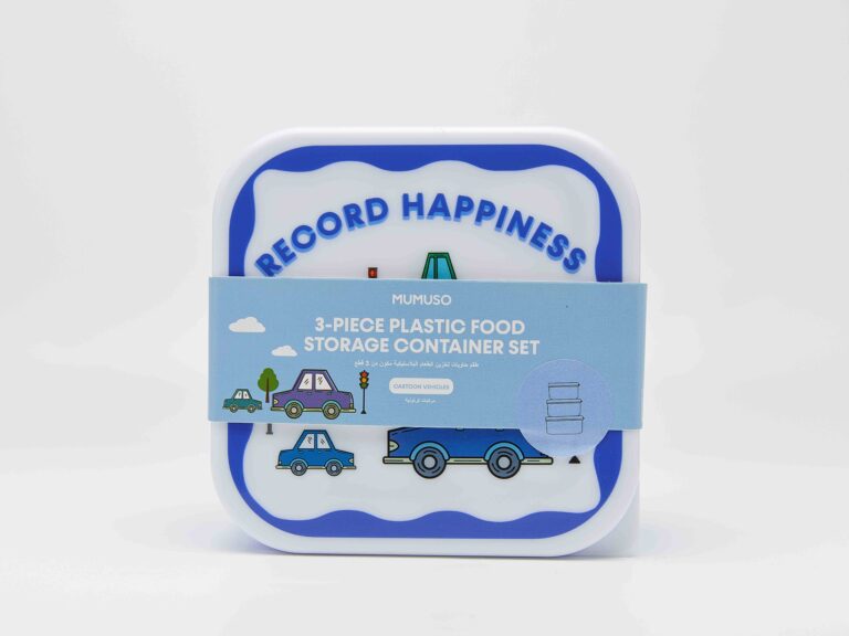 MUMUSO 3-Piece Plastic Food Storage Container Set (Cartoon Vehicles/Blue) product image