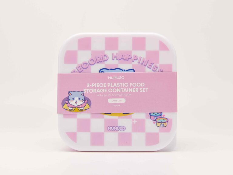 MUMUSO 3-Piece Plastic Food Storage Container Set (Cute Cat/Pink) product image