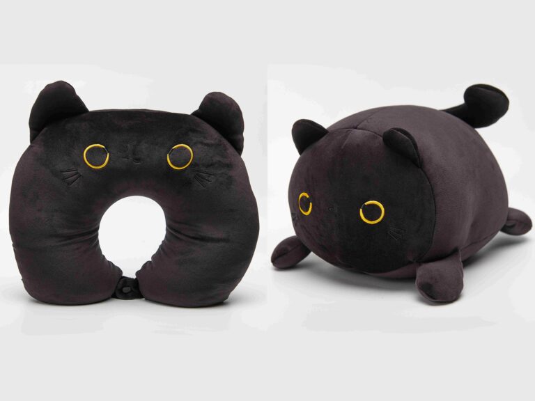 MUMUSO Particles U-Shaped Neck Pillow & Throw Pillow 2-in-1 (Black Cat) product image