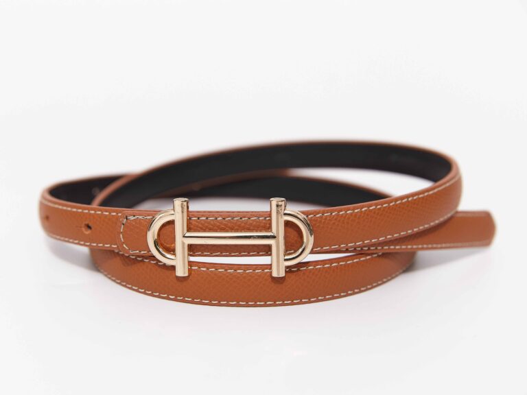 MUMUSO Women's Thin Leather Belt (Letter H/Brown) product image