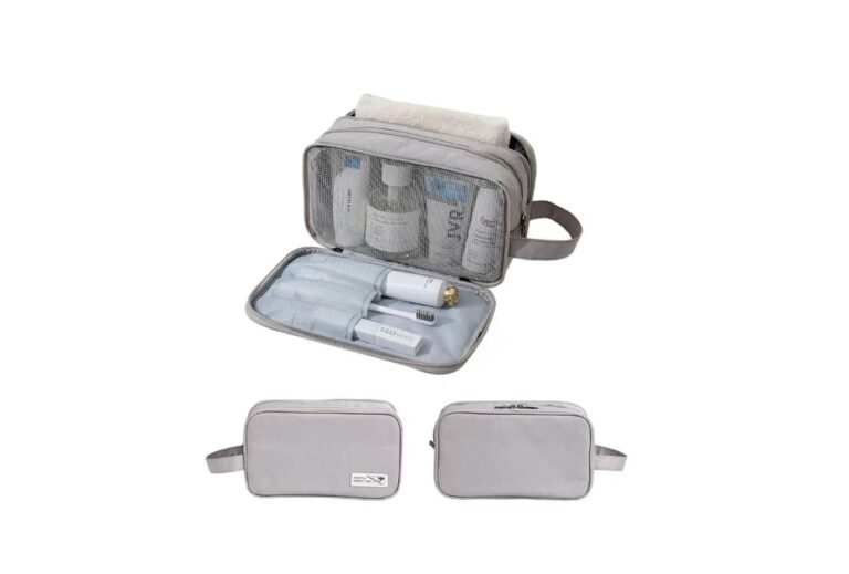 MUMUSO Portable 2-Layer Travel Cosmetic Bag-Grey product image