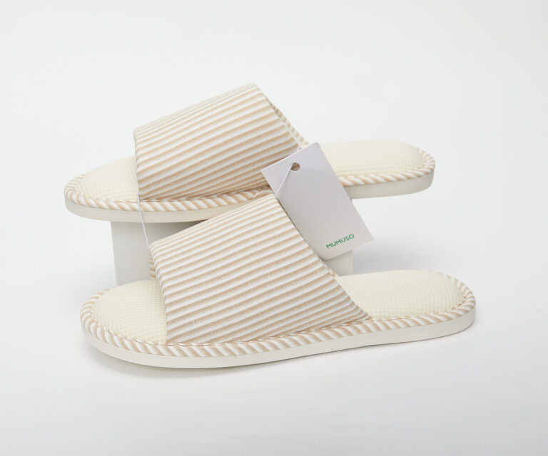 MUMUSO Men's Striped Open-Toe Fabric Slippers - Khaki 40/41 product image